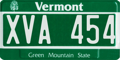 VT license plate XVA454