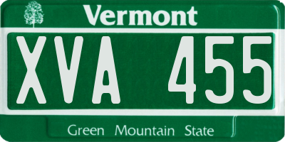 VT license plate XVA455
