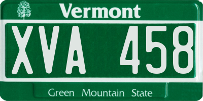 VT license plate XVA458