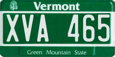 VT license plate XVA465