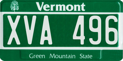 VT license plate XVA496