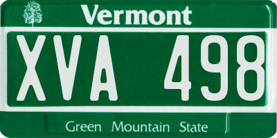 VT license plate XVA498