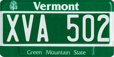 VT license plate XVA502
