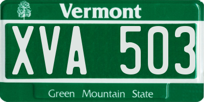 VT license plate XVA503