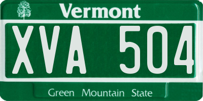 VT license plate XVA504