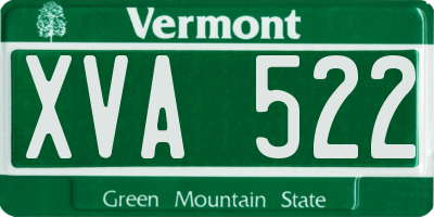 VT license plate XVA522