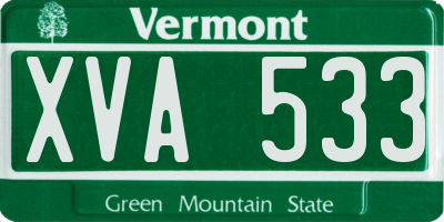 VT license plate XVA533