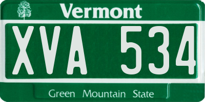 VT license plate XVA534