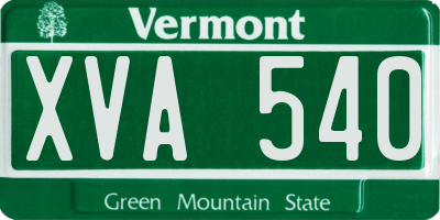 VT license plate XVA540