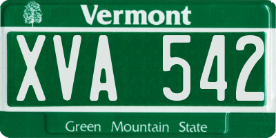 VT license plate XVA542