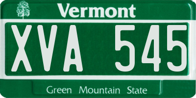 VT license plate XVA545