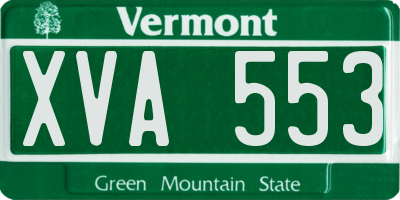 VT license plate XVA553