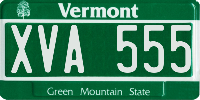 VT license plate XVA555