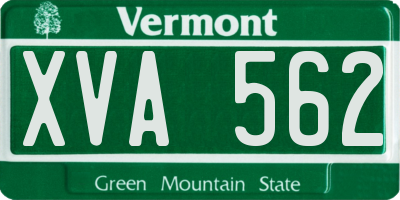VT license plate XVA562