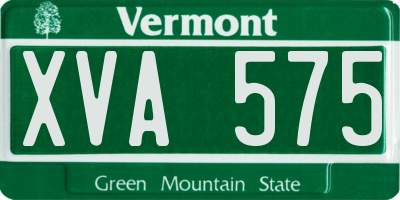 VT license plate XVA575