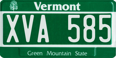 VT license plate XVA585