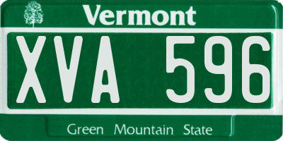 VT license plate XVA596