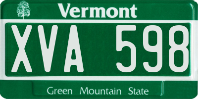 VT license plate XVA598