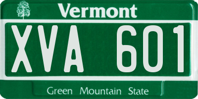 VT license plate XVA601