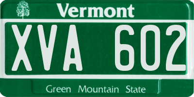 VT license plate XVA602