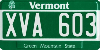 VT license plate XVA603