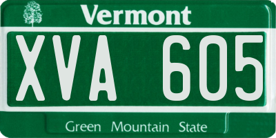 VT license plate XVA605