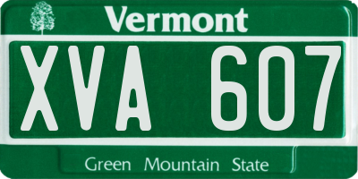 VT license plate XVA607