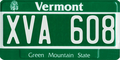 VT license plate XVA608
