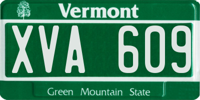VT license plate XVA609