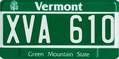 VT license plate XVA610