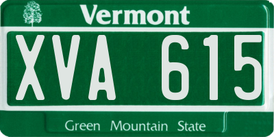 VT license plate XVA615