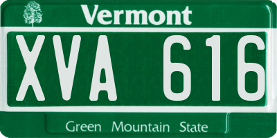 VT license plate XVA616