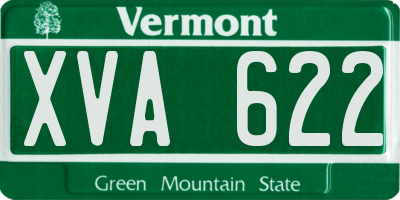 VT license plate XVA622