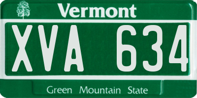 VT license plate XVA634