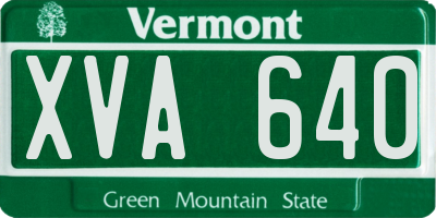 VT license plate XVA640