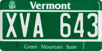 VT license plate XVA643