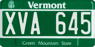 VT license plate XVA645