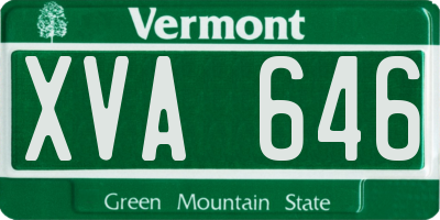VT license plate XVA646