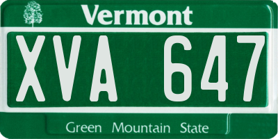 VT license plate XVA647