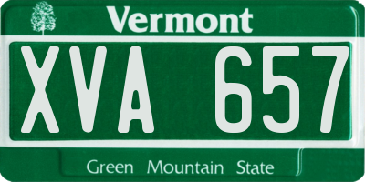 VT license plate XVA657