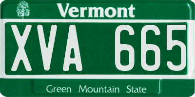 VT license plate XVA665