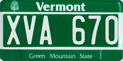 VT license plate XVA670