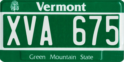 VT license plate XVA675