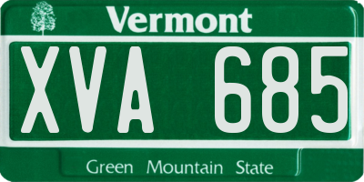 VT license plate XVA685