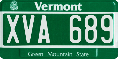 VT license plate XVA689