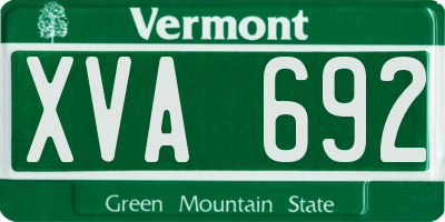 VT license plate XVA692