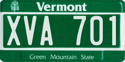 VT license plate XVA701