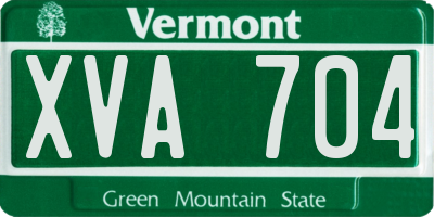 VT license plate XVA704