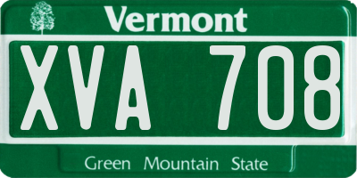 VT license plate XVA708