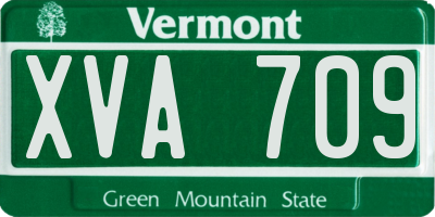 VT license plate XVA709